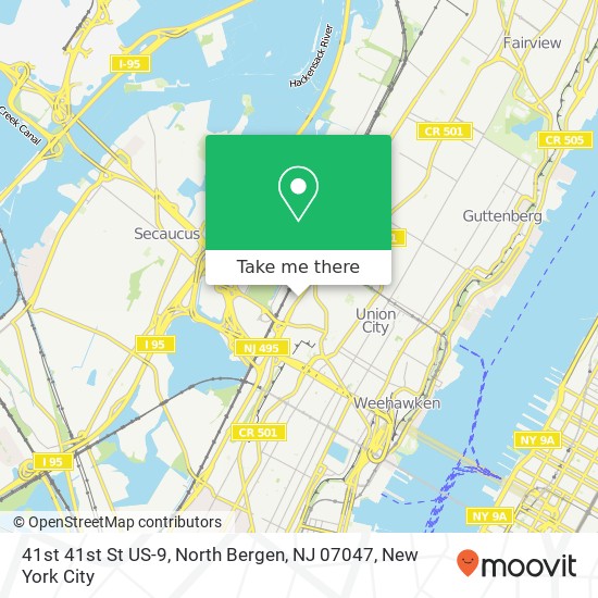 Mapa de 41st 41st St US-9, North Bergen, NJ 07047