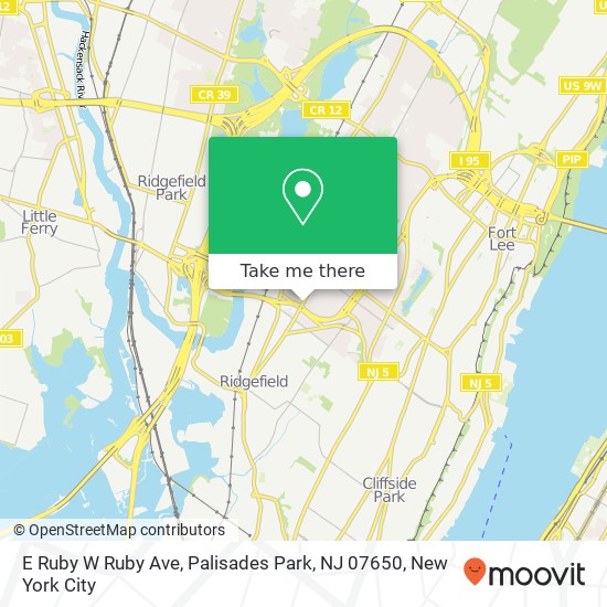 Mapa de E Ruby W Ruby Ave, Palisades Park, NJ 07650