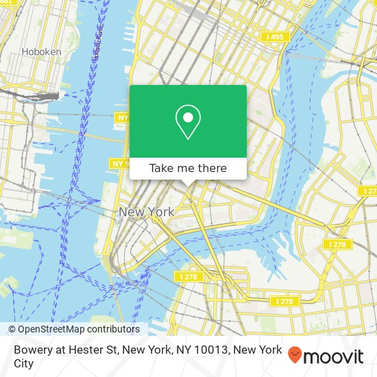 Bowery at Hester St, New York, NY 10013 map