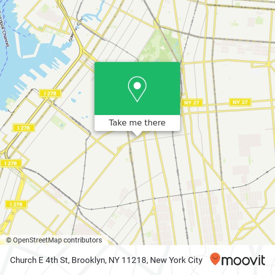 Mapa de Church E 4th St, Brooklyn, NY 11218