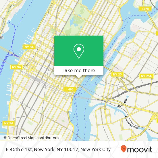 Mapa de E 45th e 1st, New York, NY 10017
