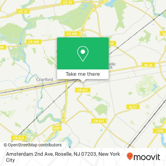 Mapa de Amsterdam 2nd Ave, Roselle, NJ 07203