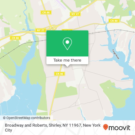 Broadway and Roberts, Shirley, NY 11967 map