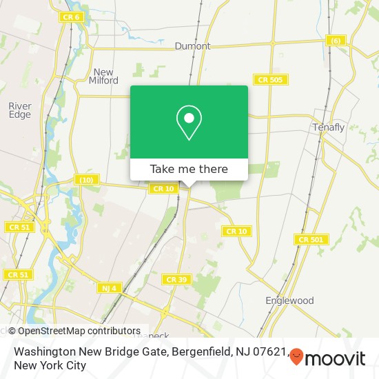 Mapa de Washington New Bridge Gate, Bergenfield, NJ 07621