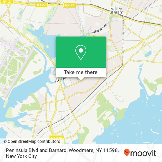 Mapa de Peninsula Blvd and Barnard, Woodmere, NY 11598