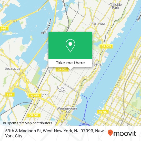 Mapa de 59th & Madison St, West New York, NJ 07093