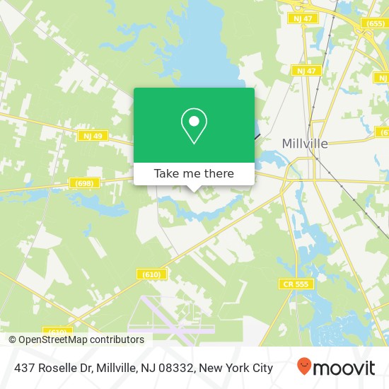 Mapa de 437 Roselle Dr, Millville, NJ 08332