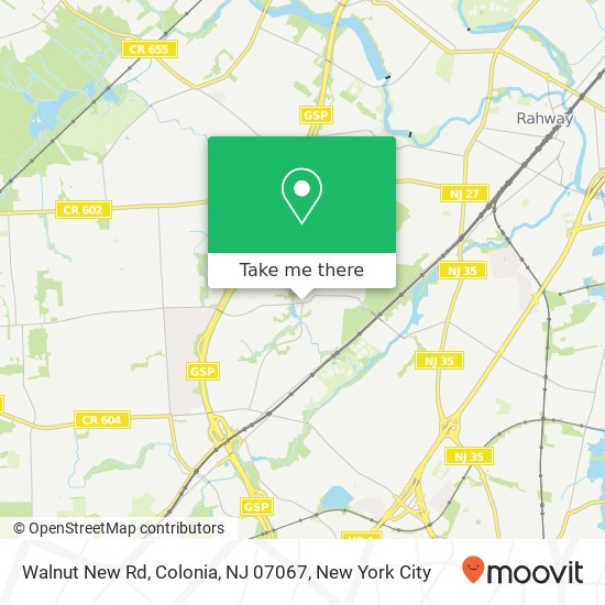 Mapa de Walnut New Rd, Colonia, NJ 07067