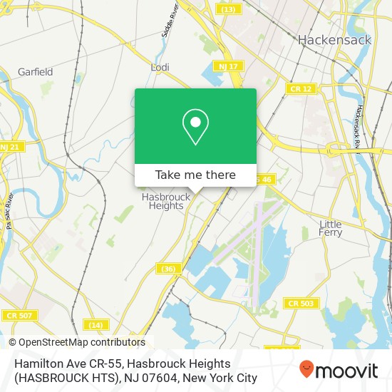 Hamilton Ave CR-55, Hasbrouck Heights (HASBROUCK HTS), NJ 07604 map