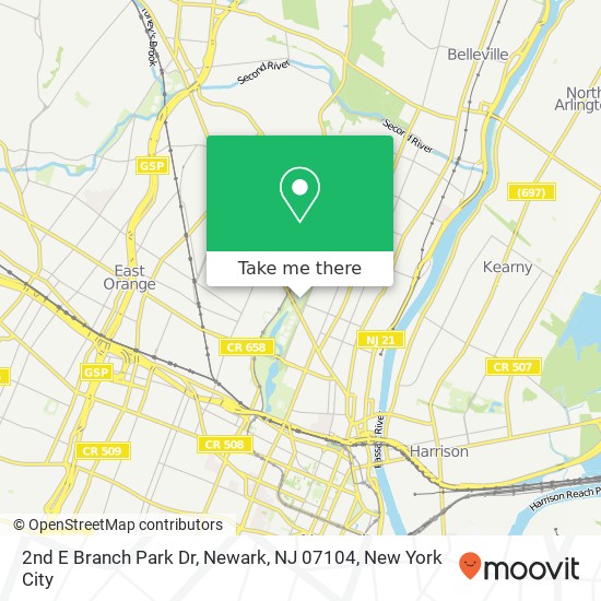 Mapa de 2nd E Branch Park Dr, Newark, NJ 07104