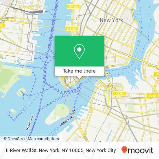 E River Wall St, New York, NY 10005 map