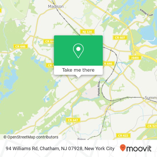 Mapa de 94 Williams Rd, Chatham, NJ 07928