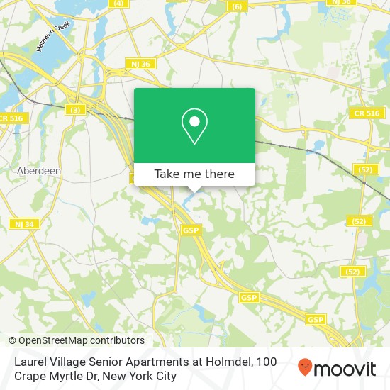 Laurel Village Senior Apartments at Holmdel, 100 Crape Myrtle Dr map