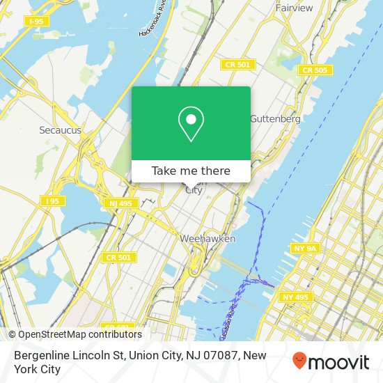 Mapa de Bergenline Lincoln St, Union City, NJ 07087