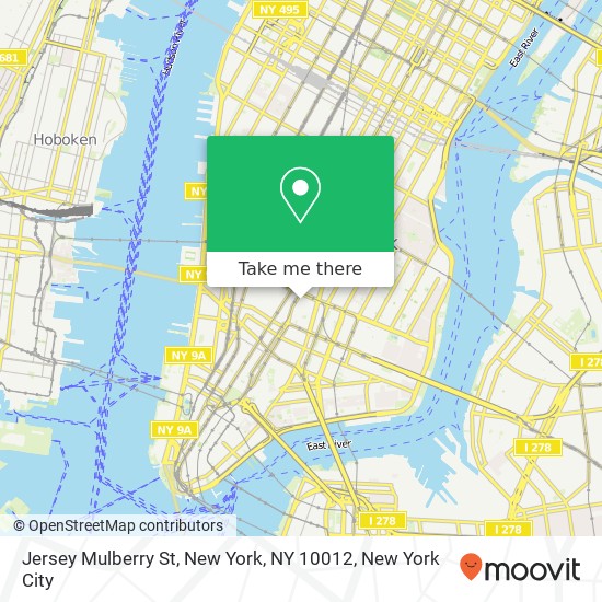 Mapa de Jersey Mulberry St, New York, NY 10012
