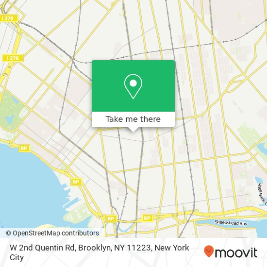 Mapa de W 2nd Quentin Rd, Brooklyn, NY 11223