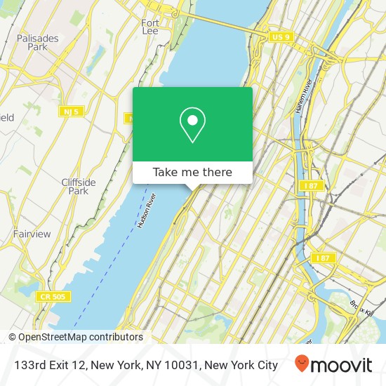 Mapa de 133rd Exit 12, New York, NY 10031
