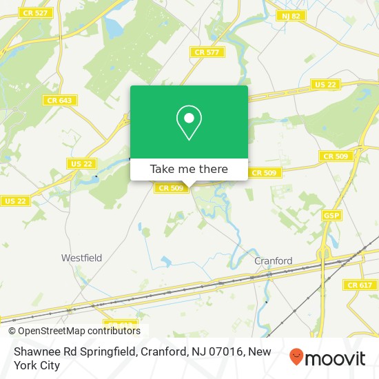 Shawnee Rd Springfield, Cranford, NJ 07016 map