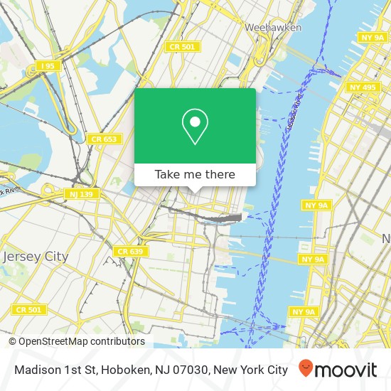 Mapa de Madison 1st St, Hoboken, NJ 07030