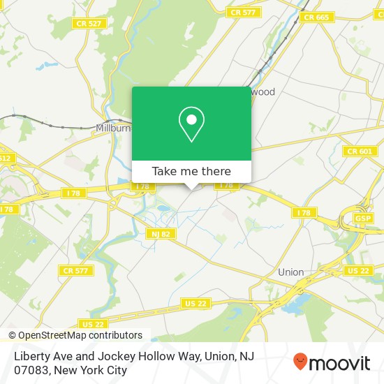 Mapa de Liberty Ave and Jockey Hollow Way, Union, NJ 07083