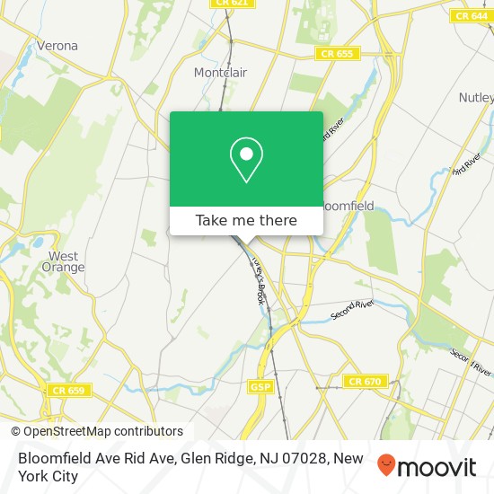 Mapa de Bloomfield Ave Rid Ave, Glen Ridge, NJ 07028