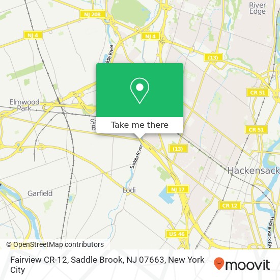 Mapa de Fairview CR-12, Saddle Brook, NJ 07663