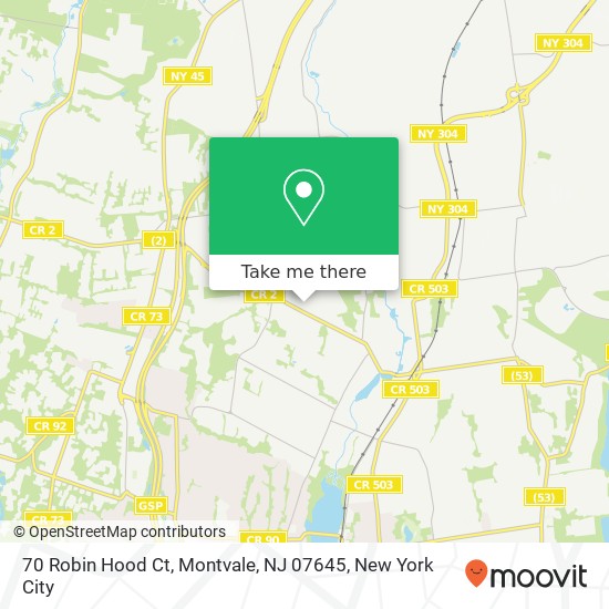Mapa de 70 Robin Hood Ct, Montvale, NJ 07645