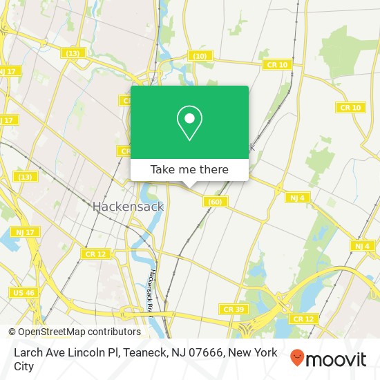 Mapa de Larch Ave Lincoln Pl, Teaneck, NJ 07666