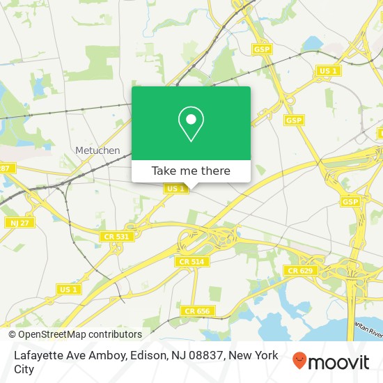 Mapa de Lafayette Ave Amboy, Edison, NJ 08837