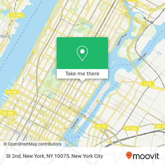 Mapa de St 2nd, New York, NY 10075