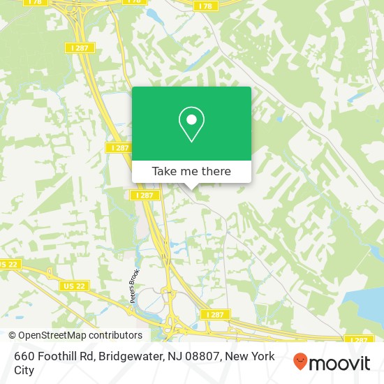 Mapa de 660 Foothill Rd, Bridgewater, NJ 08807