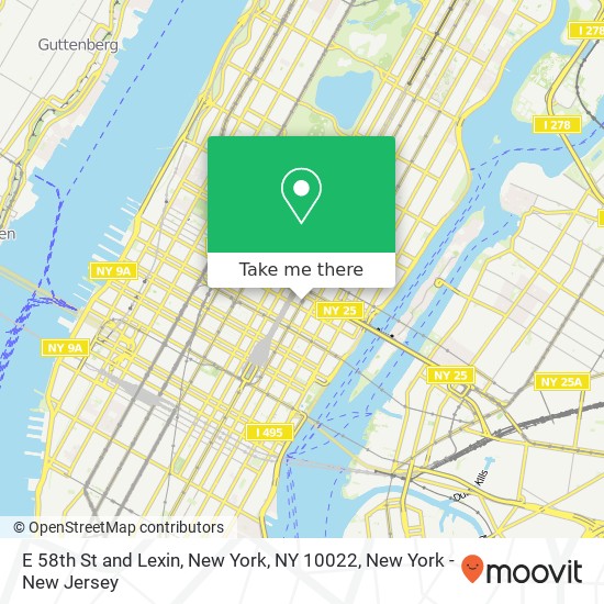 Mapa de E 58th St and Lexin, New York, NY 10022