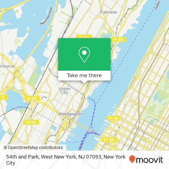 Mapa de 54th and Park, West New York, NJ 07093