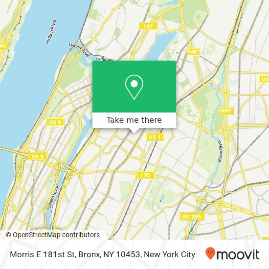 Mapa de Morris E 181st St, Bronx, NY 10453