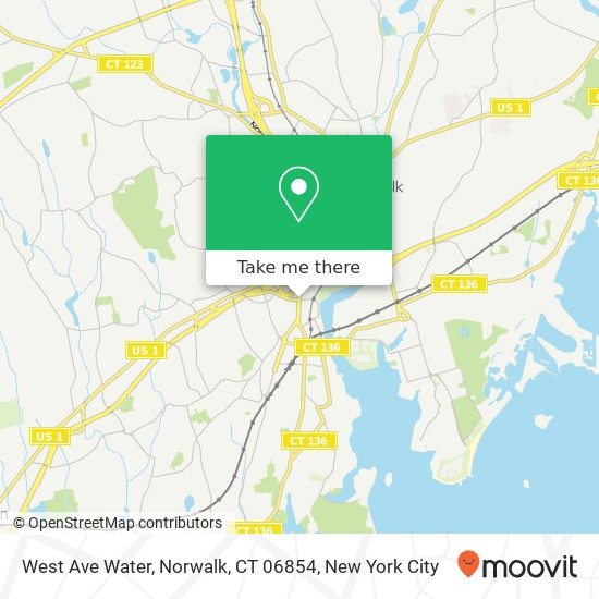 Mapa de West Ave Water, Norwalk, CT 06854