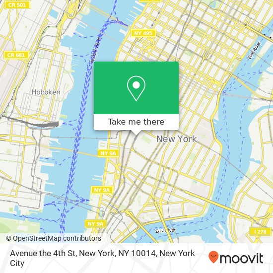 Avenue the 4th St, New York, NY 10014 map