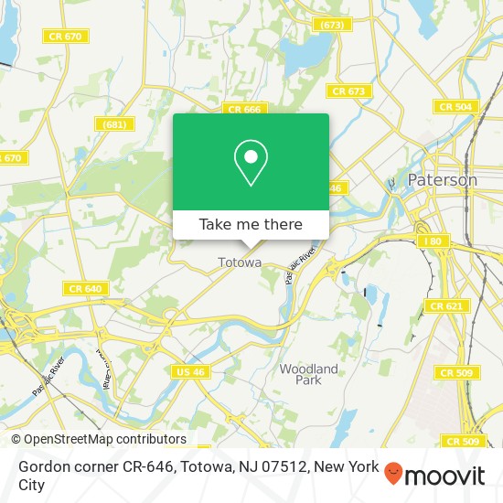 Mapa de Gordon corner CR-646, Totowa, NJ 07512
