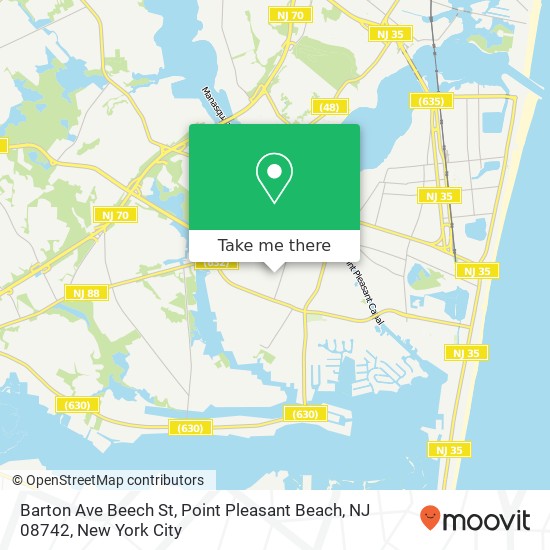 Mapa de Barton Ave Beech St, Point Pleasant Beach, NJ 08742