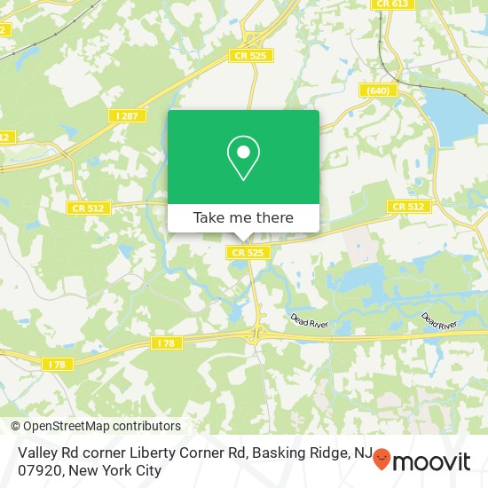 Mapa de Valley Rd corner Liberty Corner Rd, Basking Ridge, NJ 07920