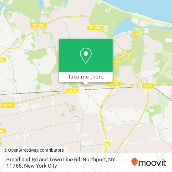 Bread and Rd and Town Line Rd, Northport, NY 11768 map