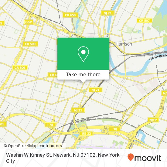 Mapa de Washin W Kinney St, Newark, NJ 07102