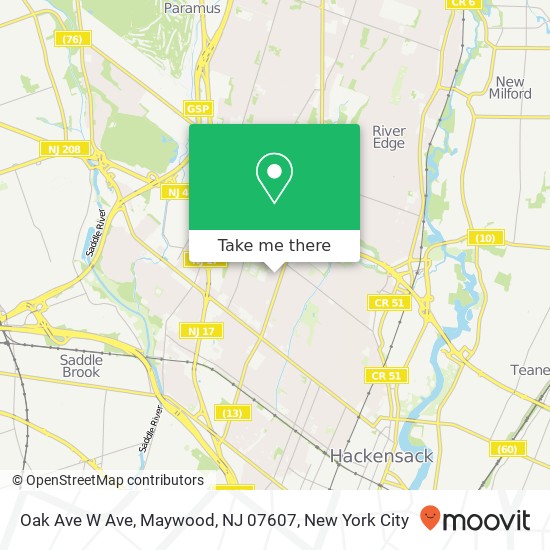 Mapa de Oak Ave W Ave, Maywood, NJ 07607