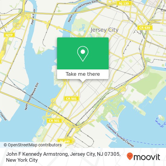 Mapa de John F Kennedy Armstrong, Jersey City, NJ 07305