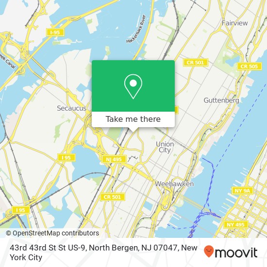 Mapa de 43rd 43rd St St US-9, North Bergen, NJ 07047