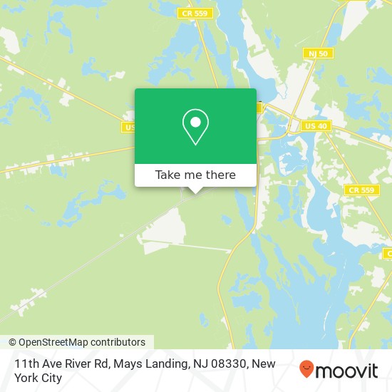 Mapa de 11th Ave River Rd, Mays Landing, NJ 08330
