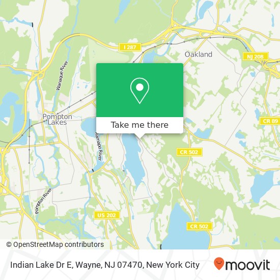 Mapa de Indian Lake Dr E, Wayne, NJ 07470