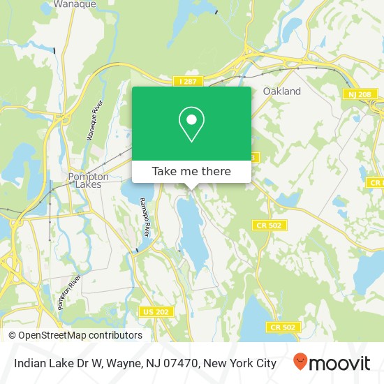 Mapa de Indian Lake Dr W, Wayne, NJ 07470