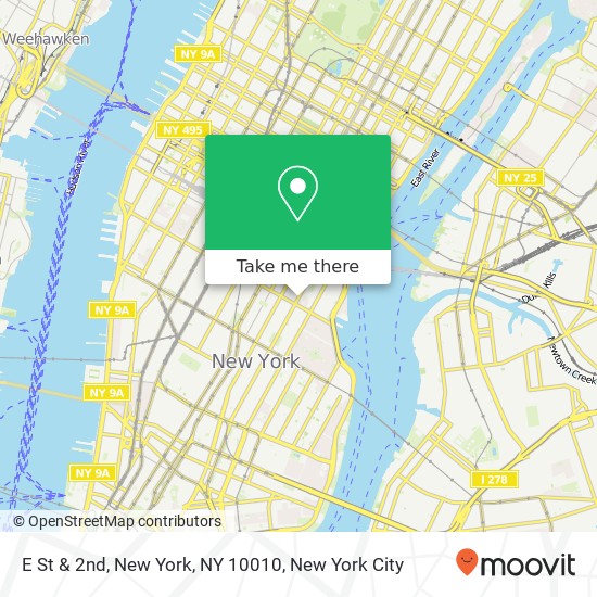 E St & 2nd, New York, NY 10010 map