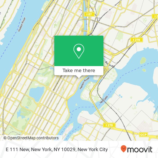 Mapa de E 111 New, New York, NY 10029
