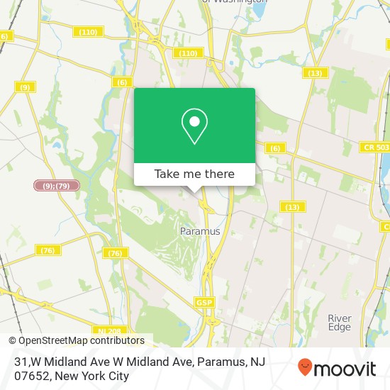 Mapa de 31,W Midland Ave W Midland Ave, Paramus, NJ 07652